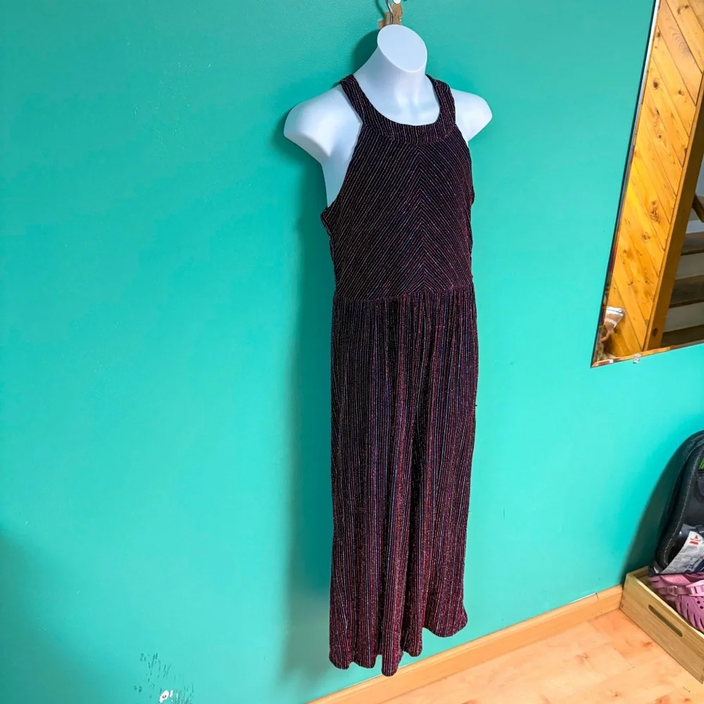 Knitworks Rainbow Shimmer Stripe Halter Neck Keyhole Detail Jumpsuit Girls 14